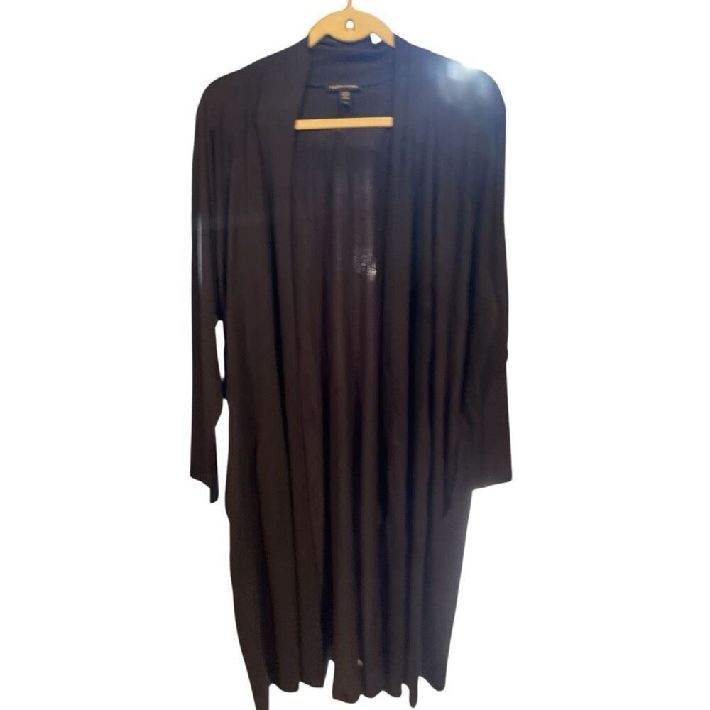 Eileen Fisher System Plus Size Black Tencel Waterfall Cardigan Size 2X
